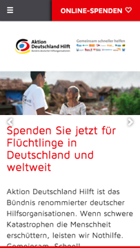 Screenshot der Website Aktion Deutschland Hilft
