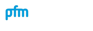 Das Bild zeigt das Logo von pfm medical, ergänzt durch den Slogan „Qualität und Erfahrung – seit 1971“. Die Schrift ist in einer modernen, klaren Schriftart gehalten, wobei „pfm“ in Blau und „medical“ in Weiß dargestellt ist.