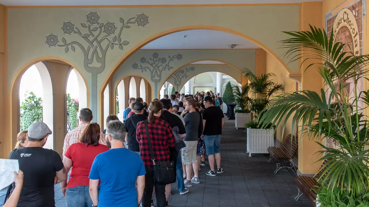 Warteschlange bei der Registrierung