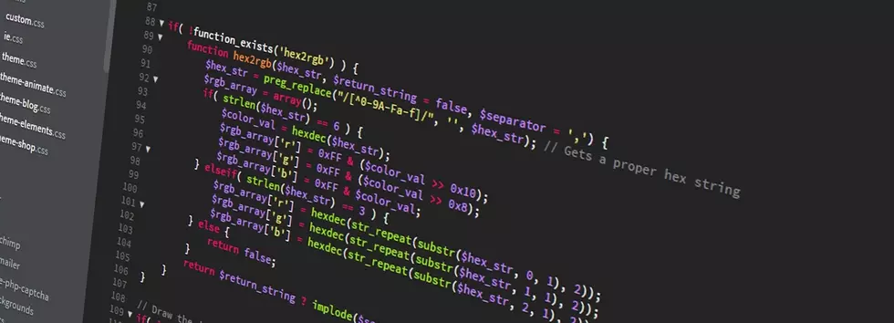 Der Screenshot zeigt einen Codeausschnitt in verschiedenen Farben, der hauptsächlich Funktionen zur Umwandlung von Hexadezimal- zu RGB-Farben behandelt. Der Code enthält Syntax-Elemente wie Bedingungen und Funktionsaufrufe, die für die Programmierung relevant sind.