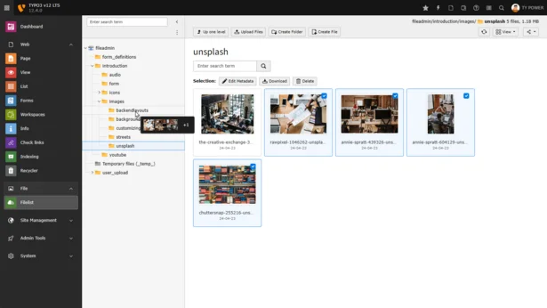 Drag & Move Funktion in der Dateiliste von TYPO3