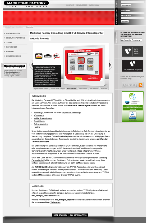 Screenshot MFC-Website 2013 Screenshot MFC-Website 2013