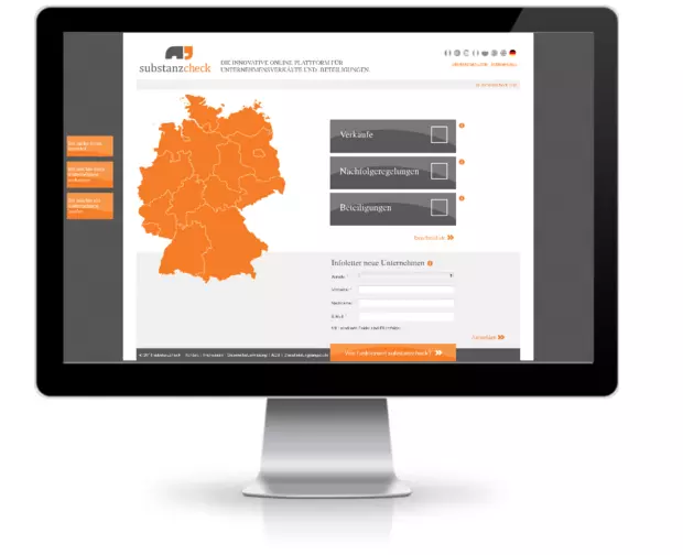 Website auf Desktop Startseite Substanzcheck