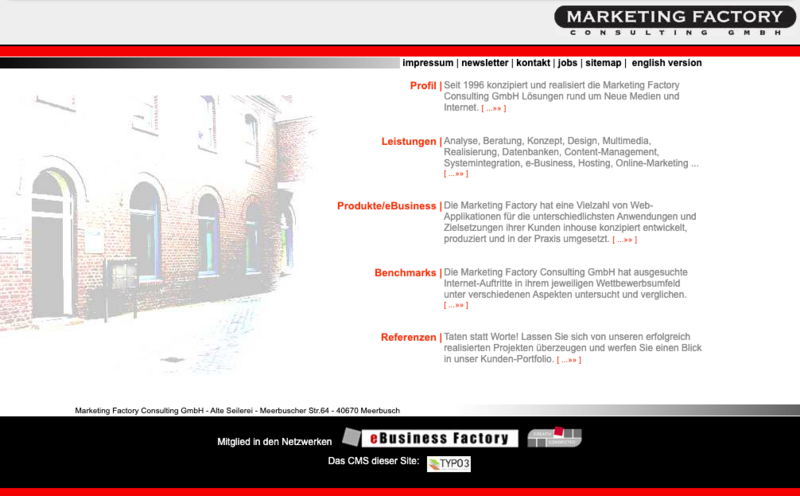 Screenshot MFC-Website 2003 Screenshot MFC-Website 2003